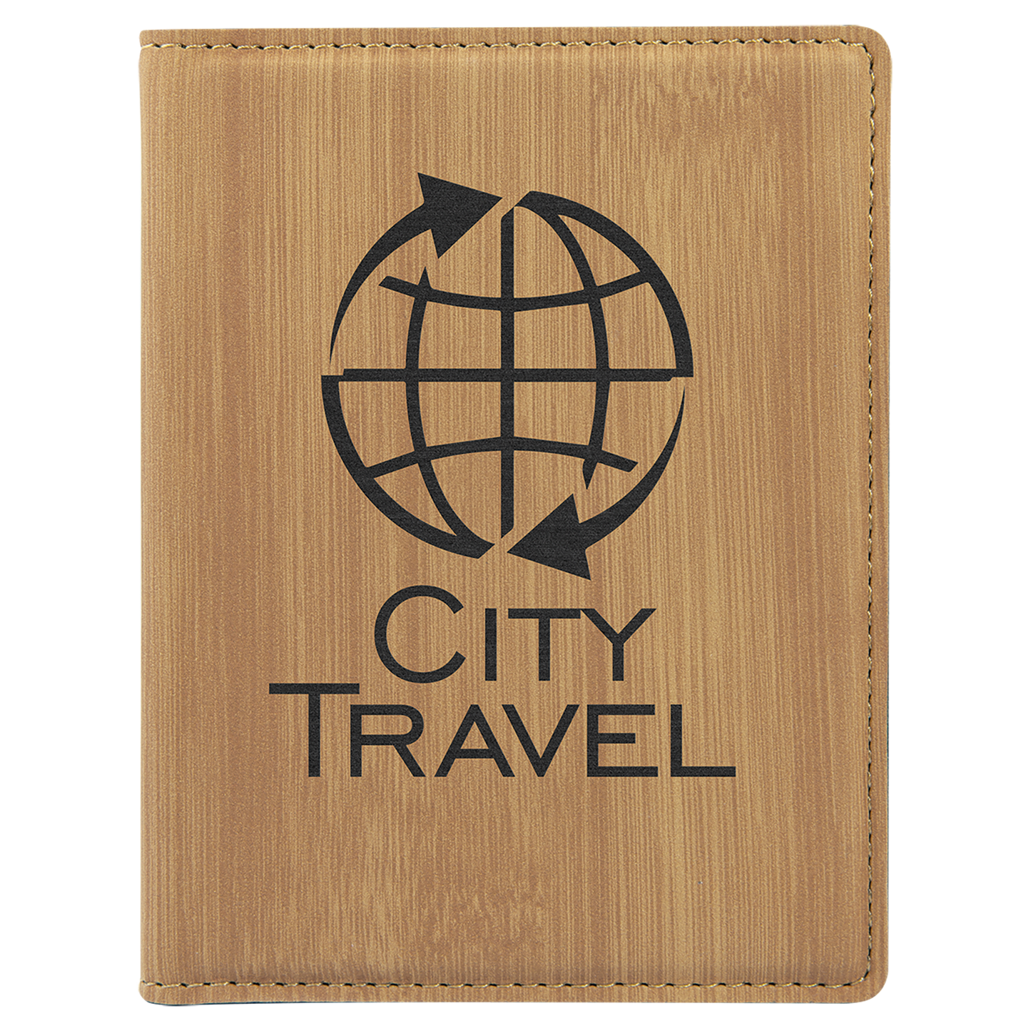 4 1/4" x 5 1/2" Bamboo Laserable Leatherette Passport Holder