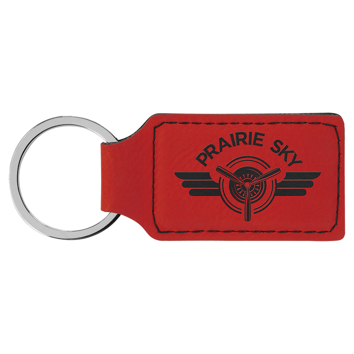 Red laser engravable leatherette rectangle keychain personalized gift
