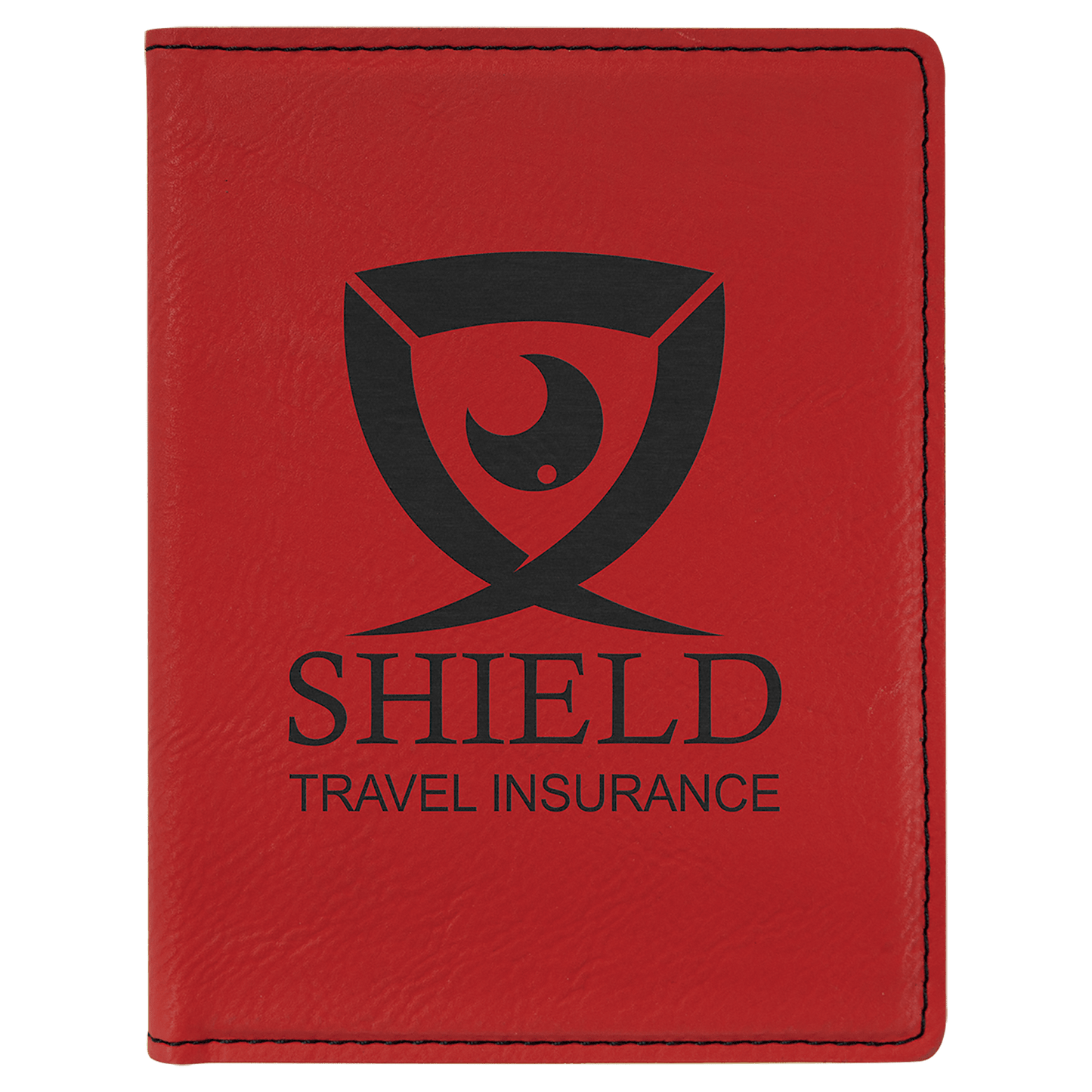 Red 4 1/4" x 5 1/2" laser engravable leatherette passport holder personalized gift