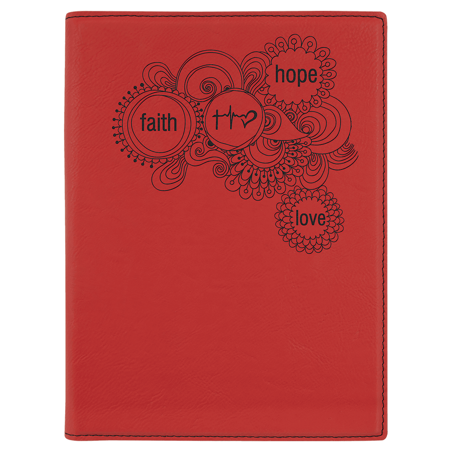 7" x 9" Red Laserable Leatherette Small Portfolio with Notepad