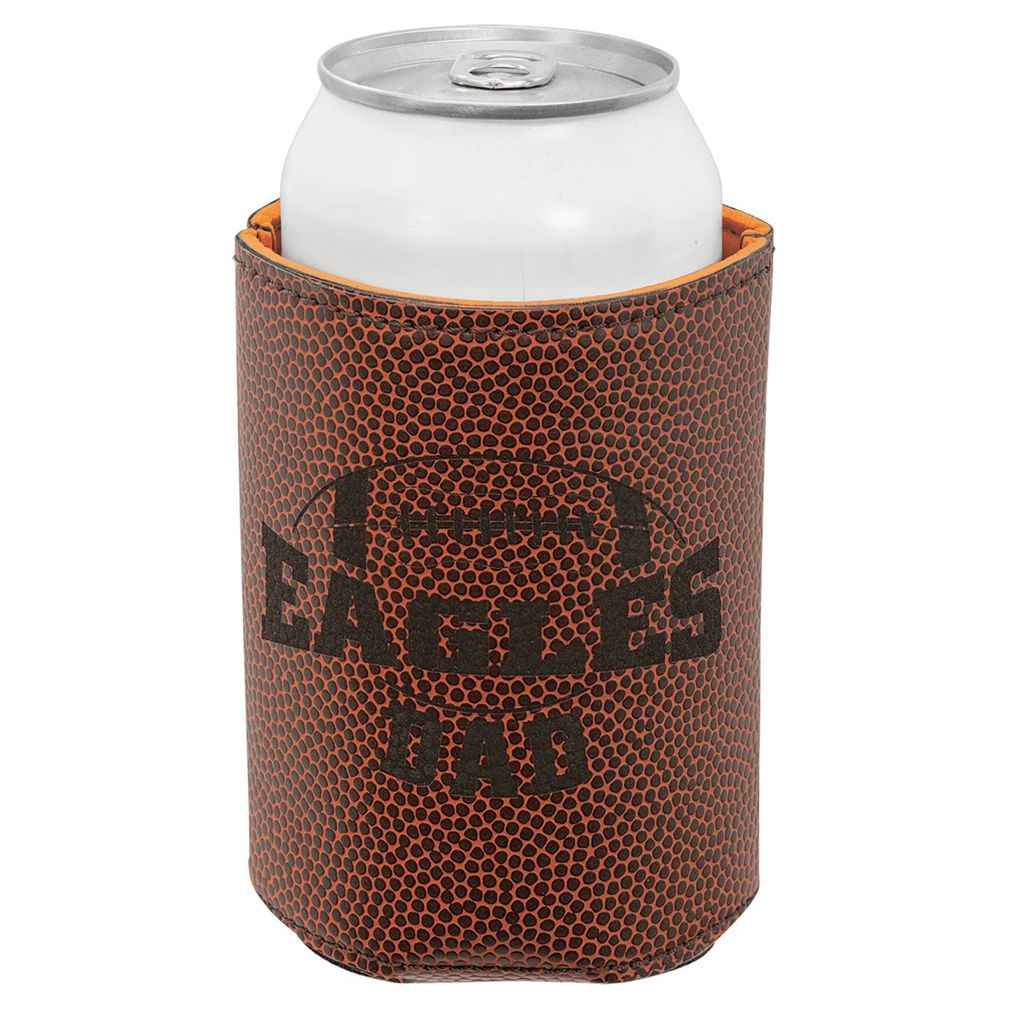 Personalized 3.75 inch leatherette can beverage holder with custom engraved name or monogram
