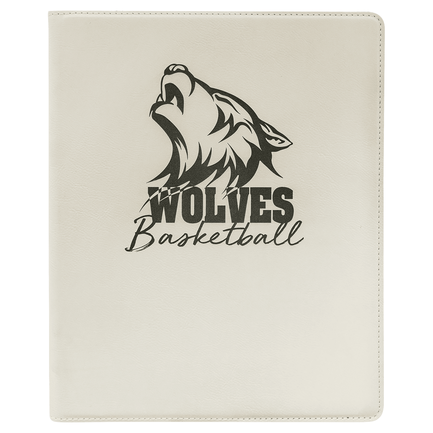 White/Black 9 1/2" x 12" laser engravable leatherette portfolio notepad professional gift
