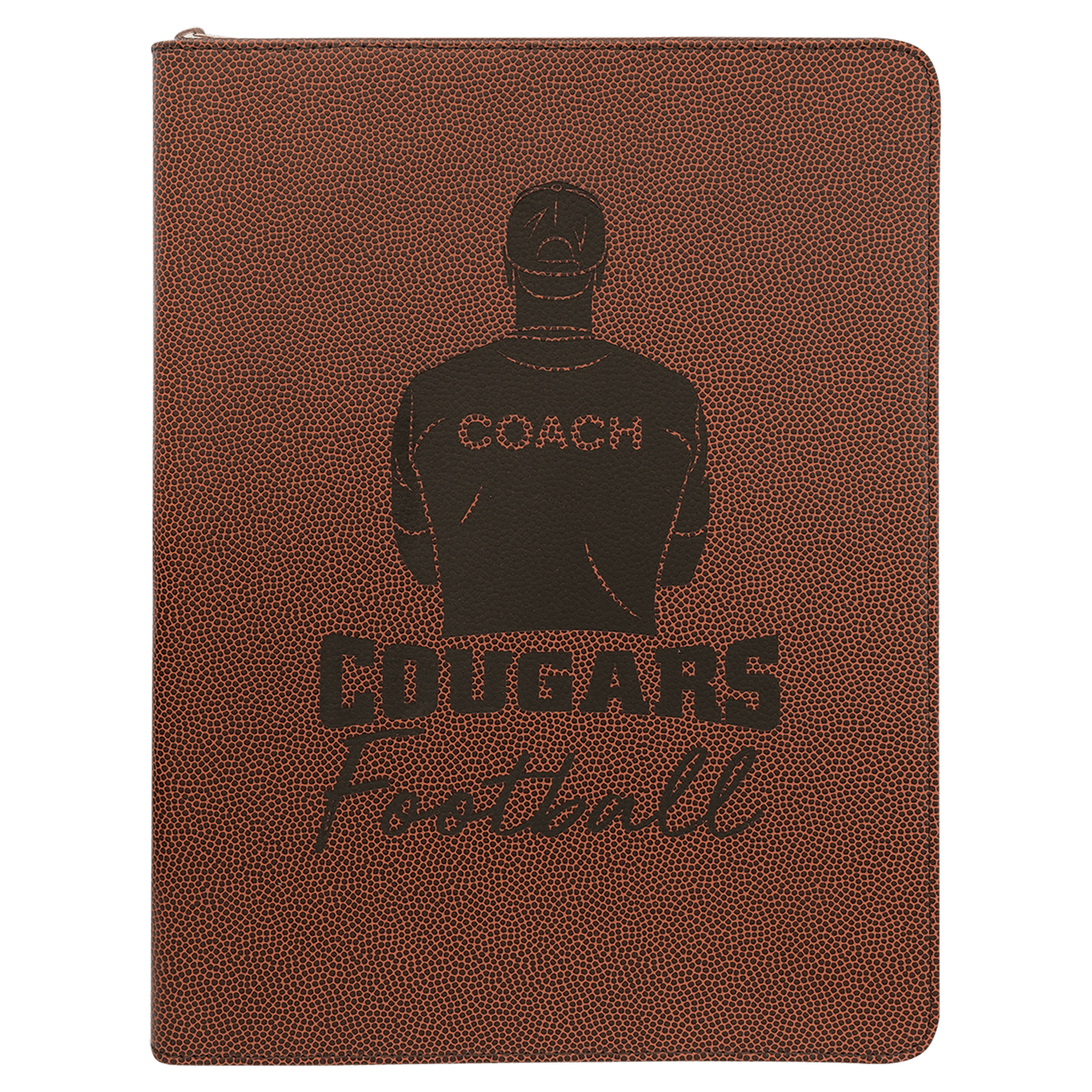 Football 9 1/2" x 12" laser engravable leatherette portfolio notepad professional gift