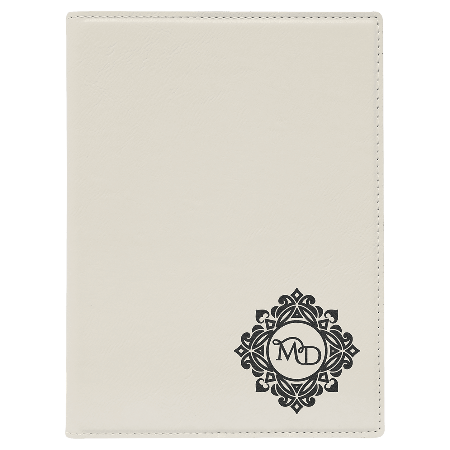 7" x 9" White Laserable Leatherette Small Portfolio with Notepad