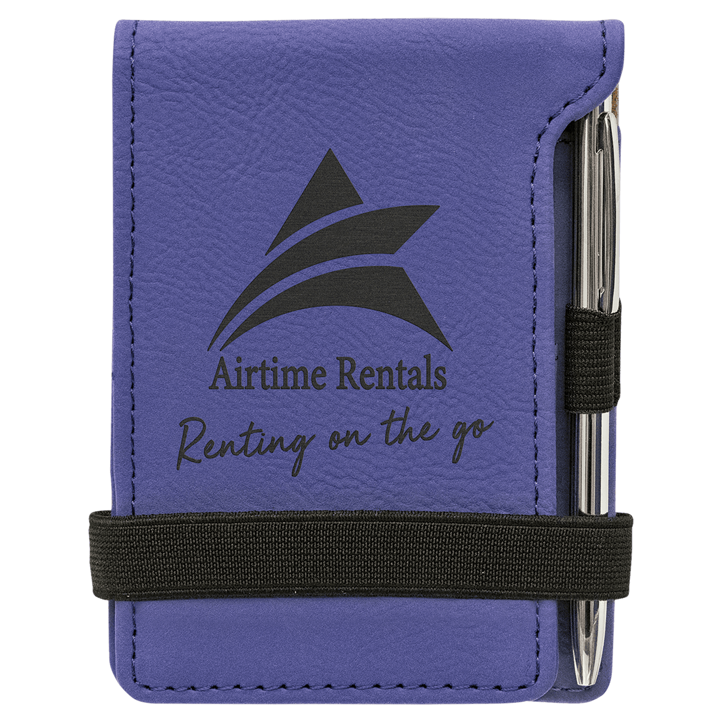 Purple 3 1/4" x 4 3/4" laser engravable leatherette notepad personalized gift