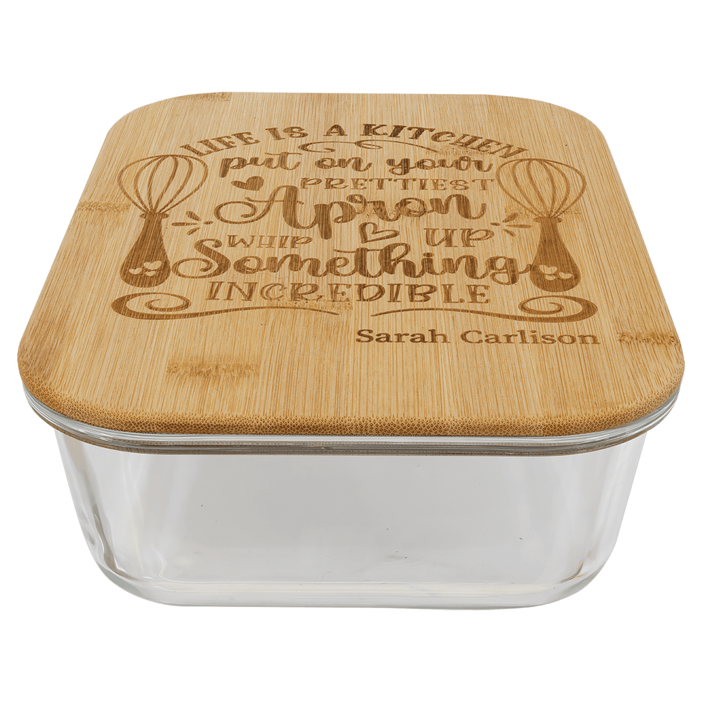 50 oz. Rectangle Glass Container with Bamboo Lid