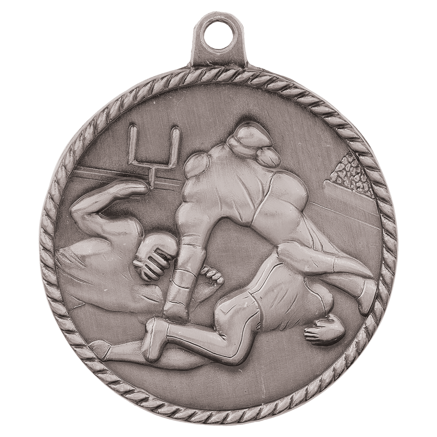 Antique Silver 2" Football High Relief Medal