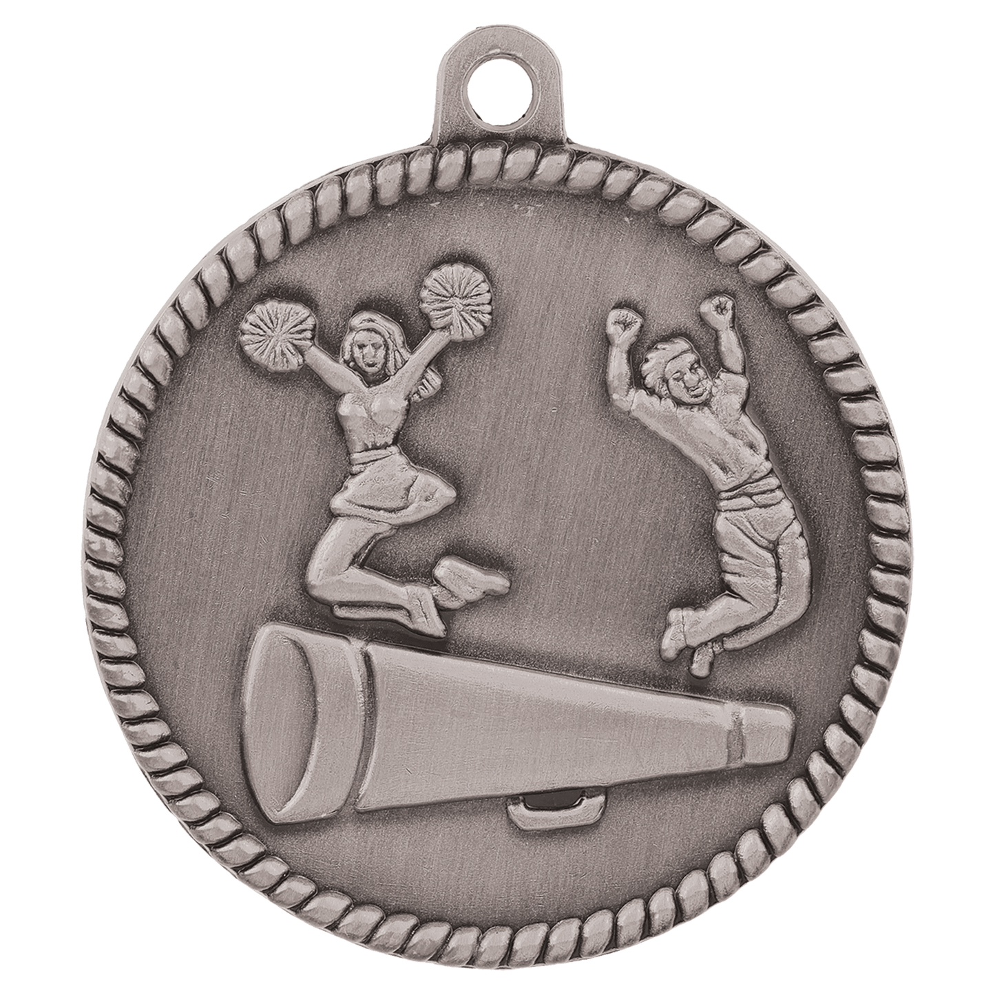 Antique Silver 2" Cheer High Relief Medal