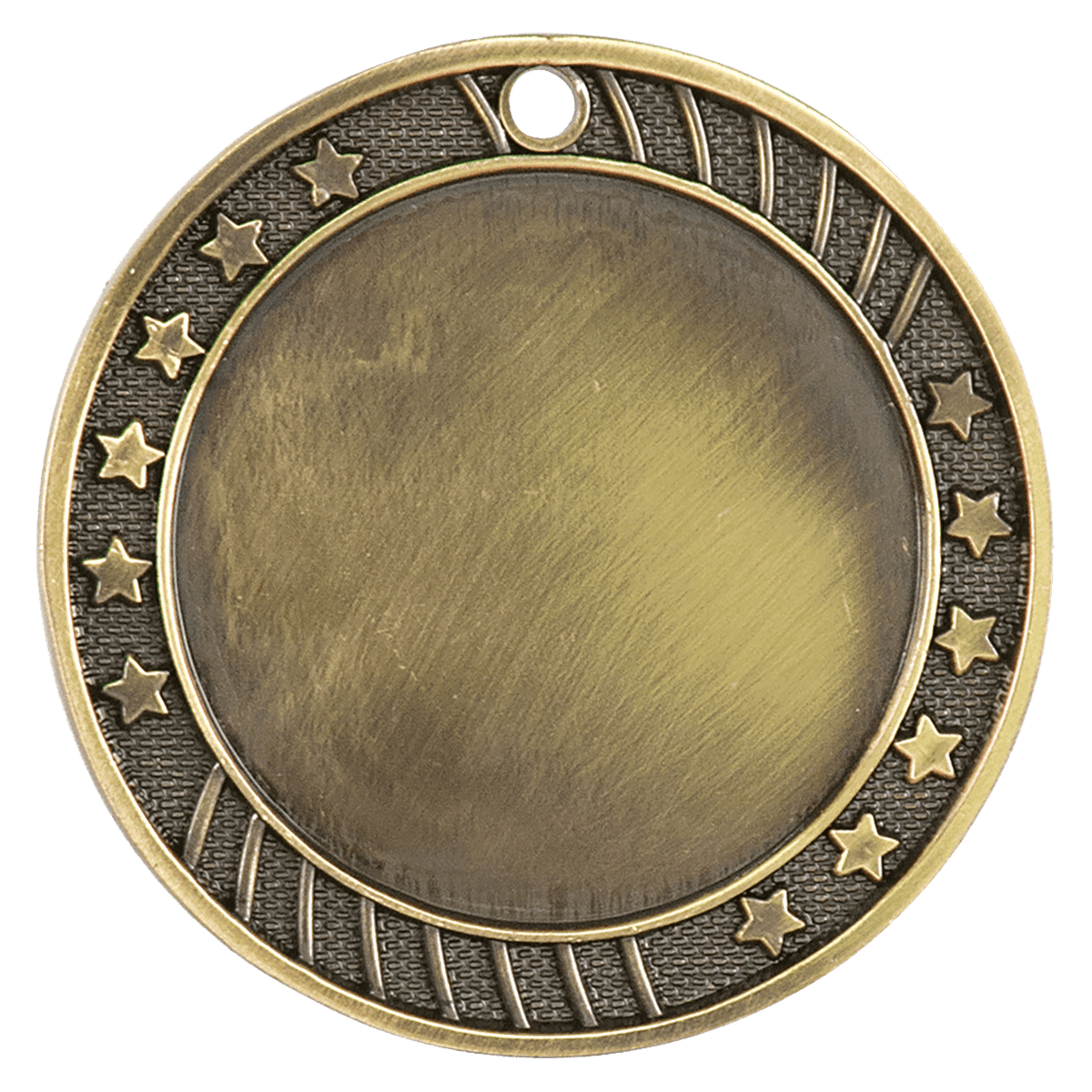 Antique Gold 2 3/4" 12-Star 2" Insert Holder Medal laser engravable medal