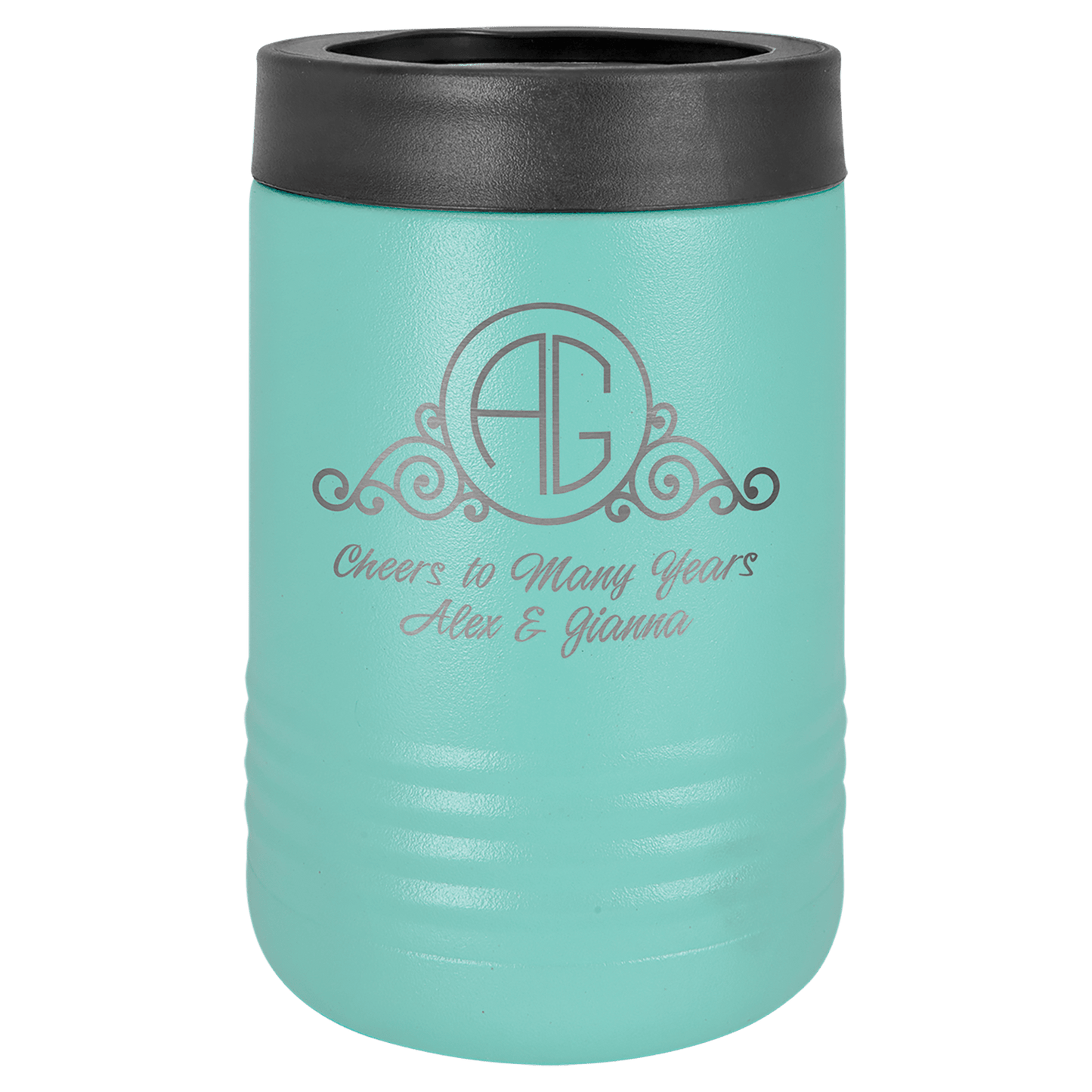 Personalized stainless steel vacuum insulated can and bottle holder with custom engraved name or design