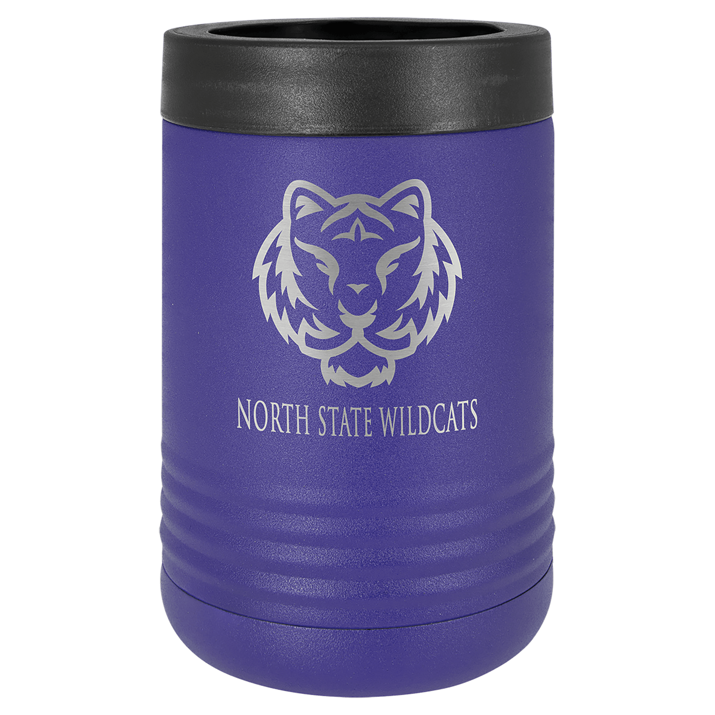 Personalized stainless steel vacuum insulated can and bottle holder with custom engraved name or design