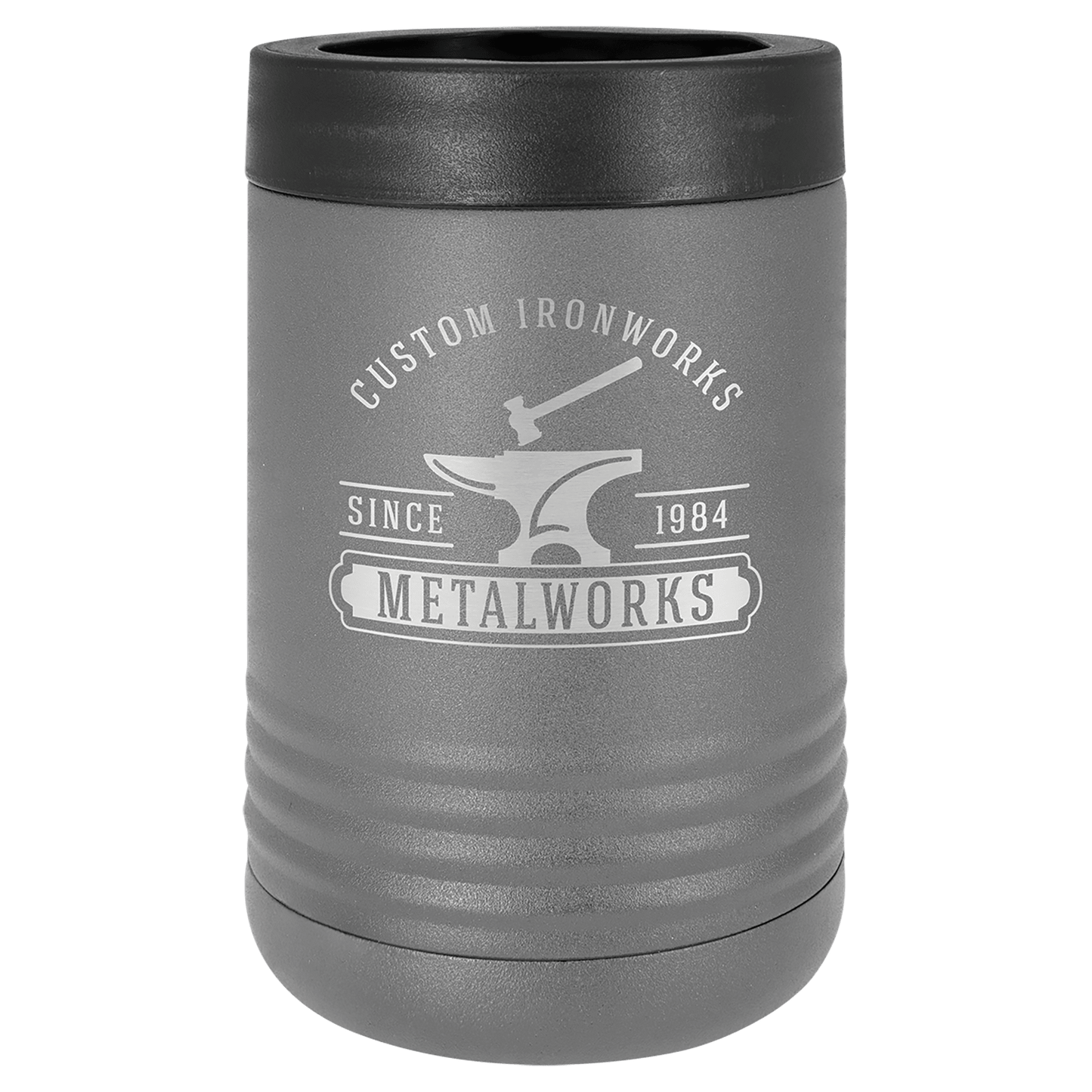 Personalized stainless steel vacuum insulated can and bottle holder with custom engraved name or design