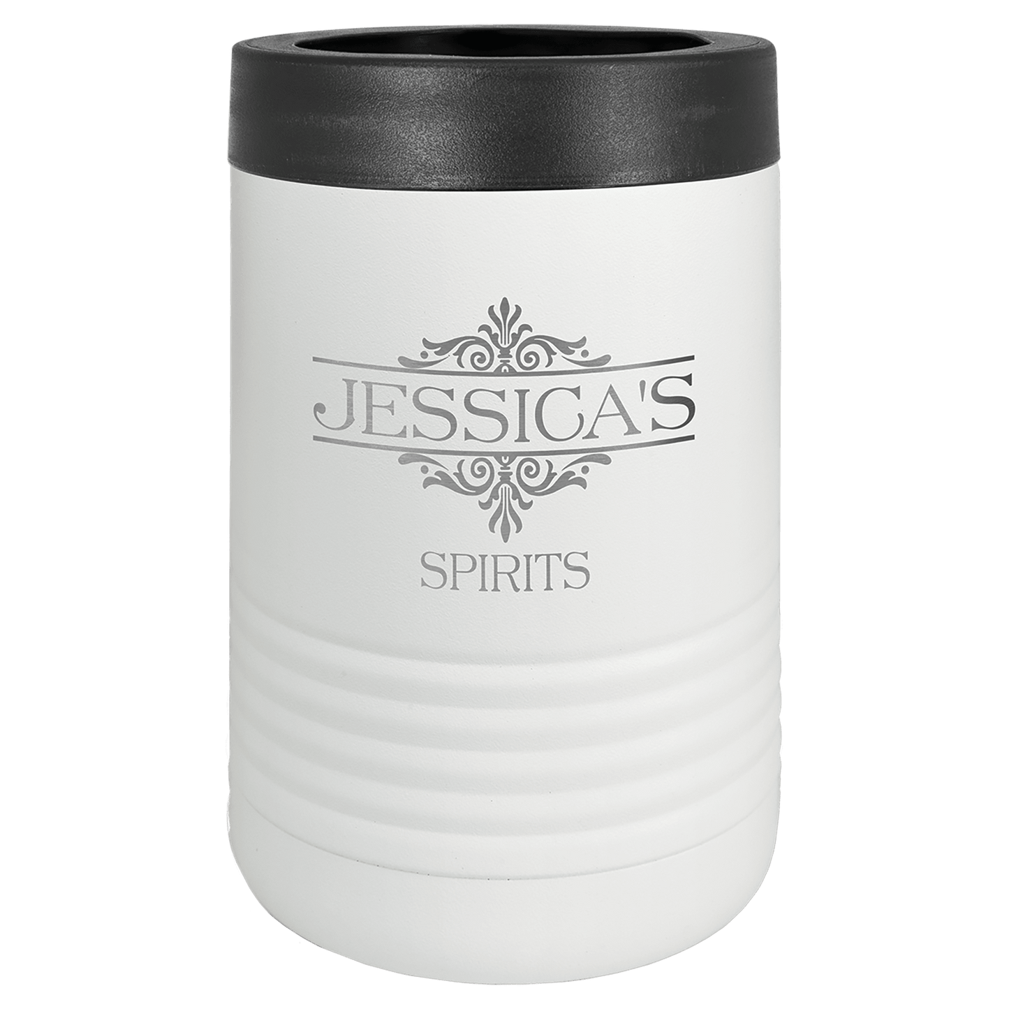 Personalized stainless steel vacuum insulated can and bottle holder with custom engraved name or design