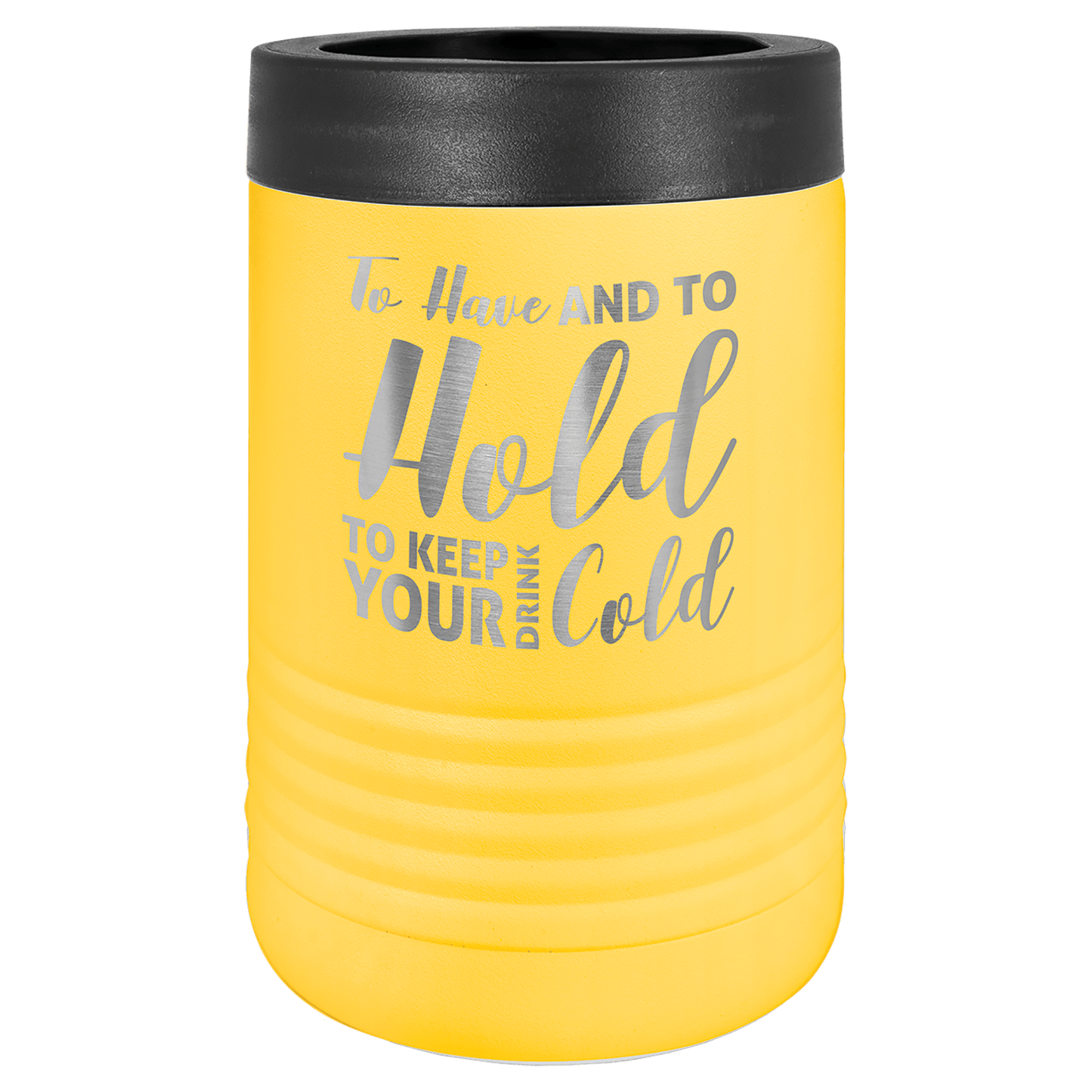Personalized stainless steel vacuum insulated can and bottle holder with custom engraved name or design