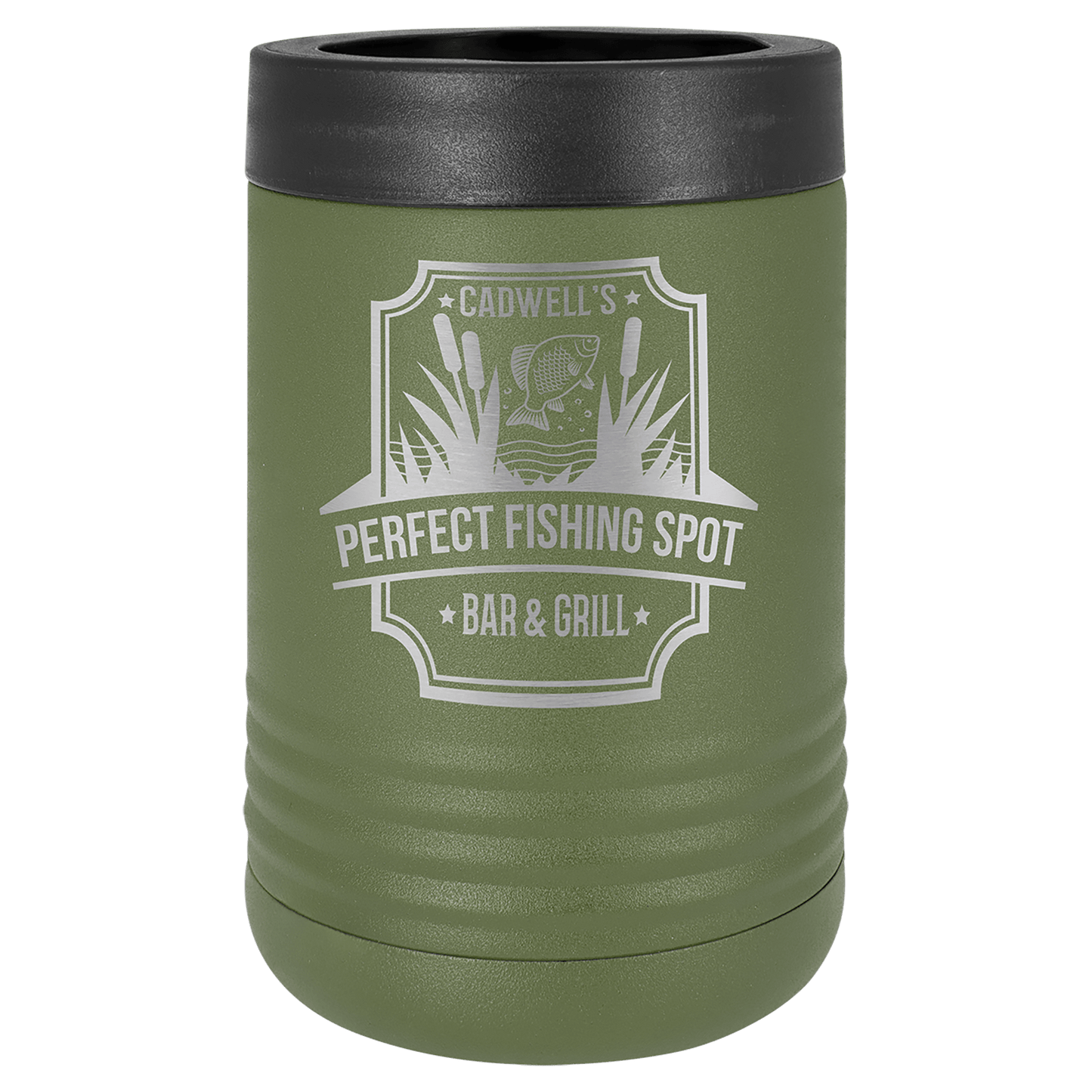 Personalized stainless steel vacuum insulated can and bottle holder with custom engraved name or design
