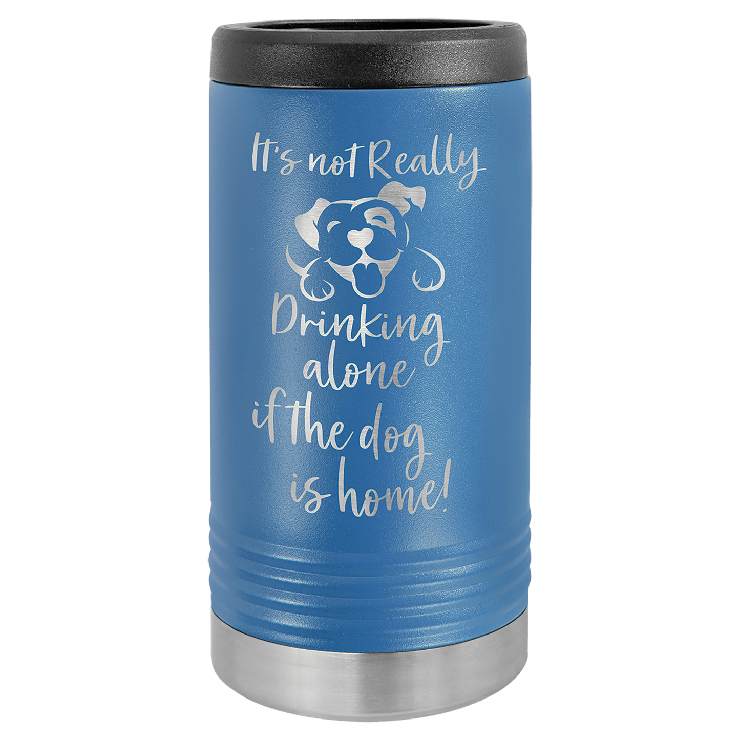 Personalized stainless steel slim can insulated beverage holder with custom engraved name or design