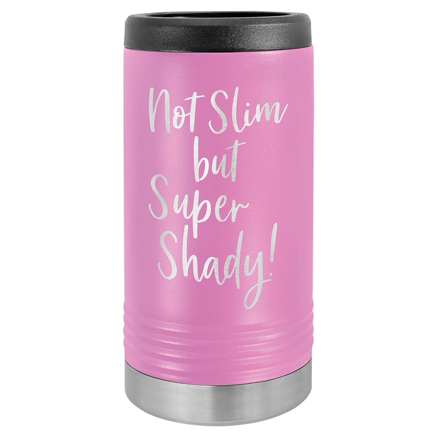 Personalized stainless steel slim can insulated beverage holder with custom engraved name or design