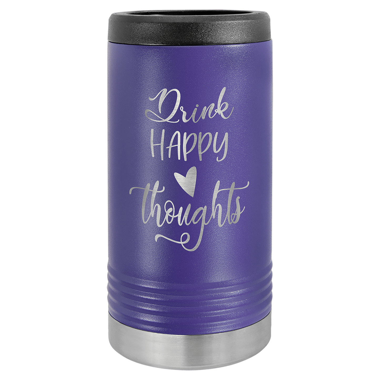 Personalized stainless steel slim can insulated beverage holder with custom engraved name or design