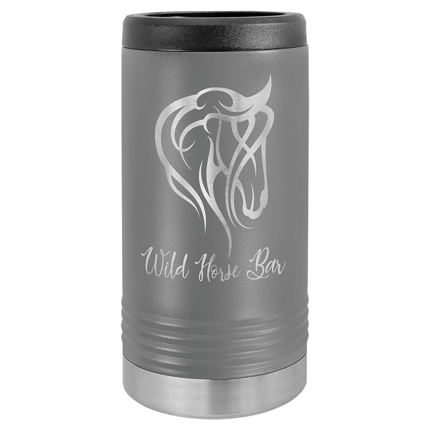 Personalized stainless steel slim can insulated beverage holder with custom engraved name or design