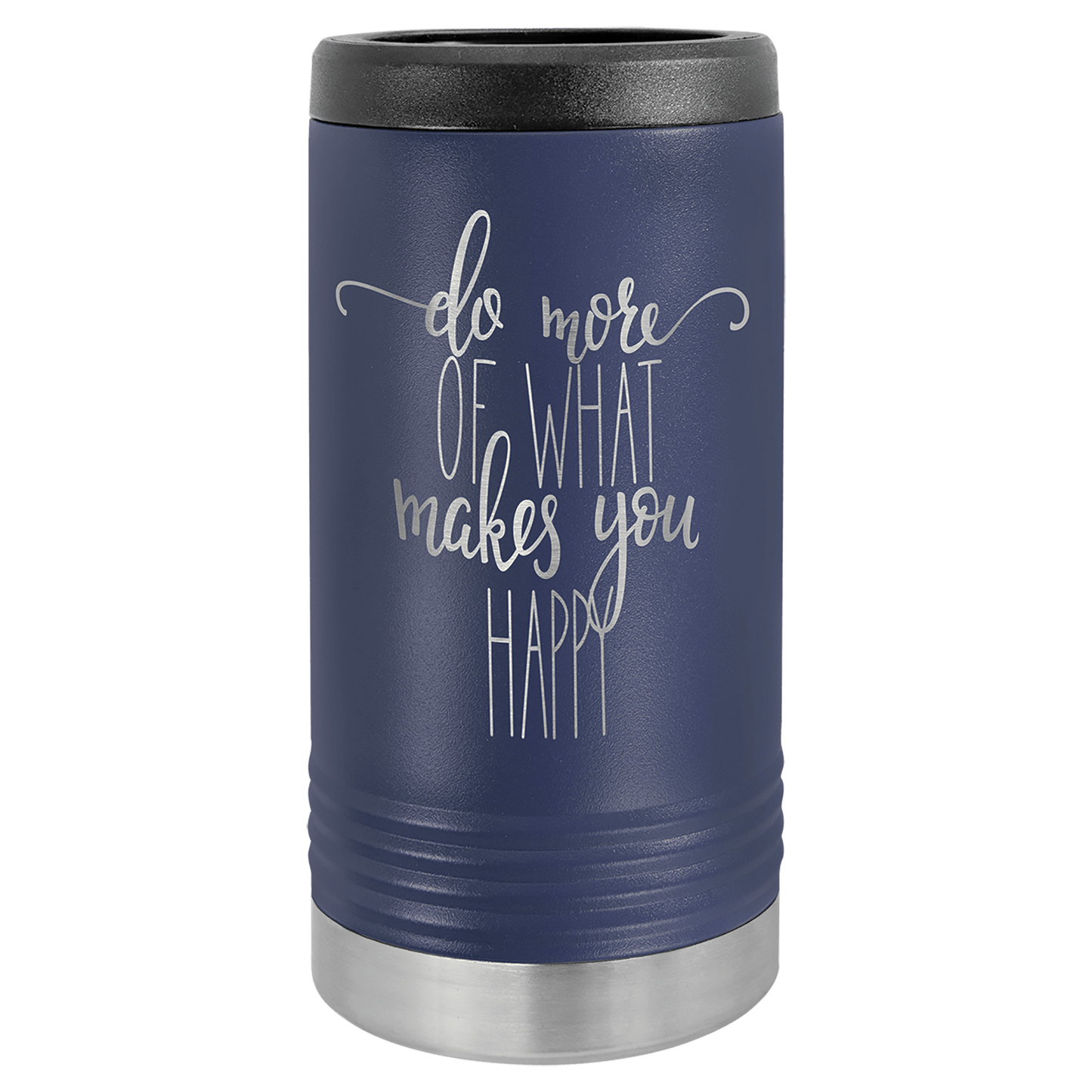 Personalized stainless steel slim can insulated beverage holder with custom engraved name or design
