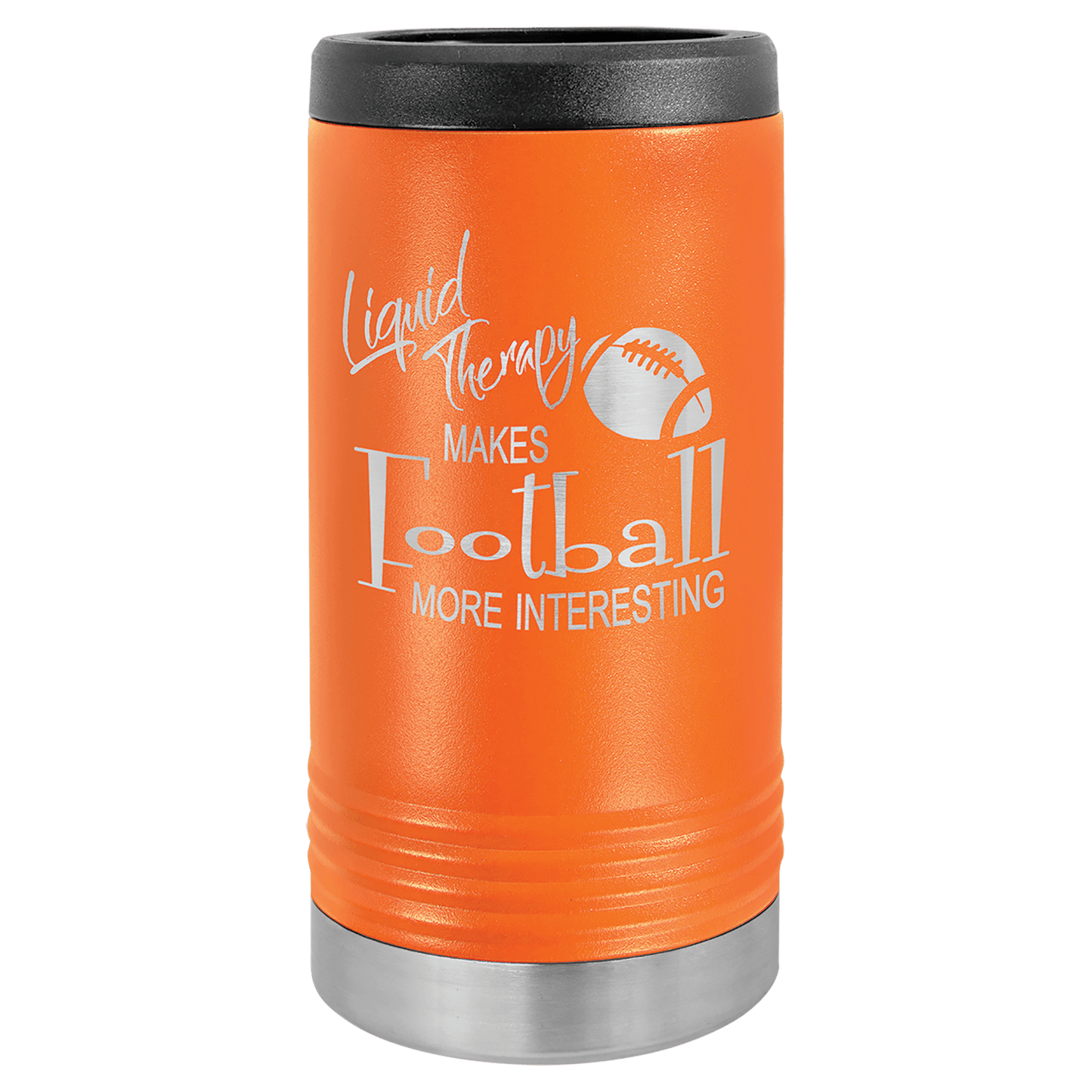 Personalized stainless steel slim can insulated beverage holder with custom engraved name or design