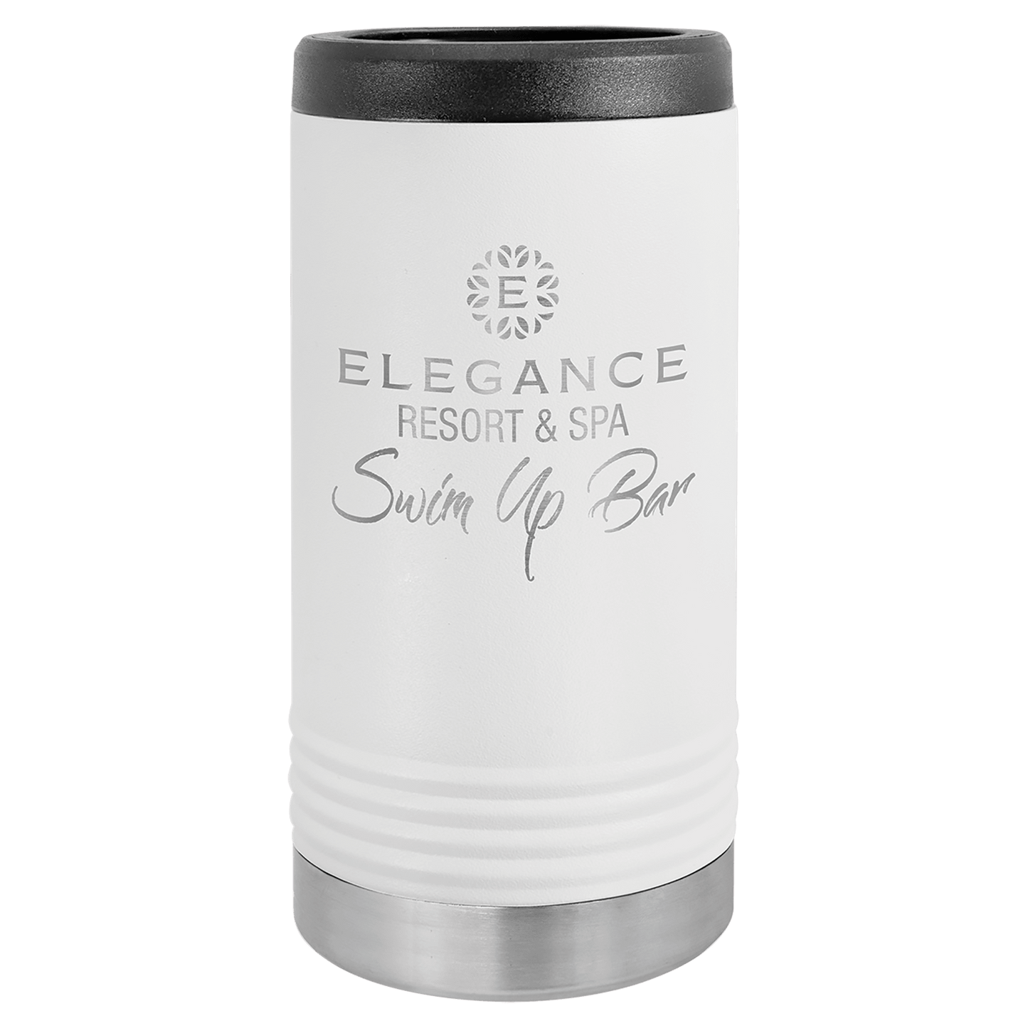 Personalized stainless steel slim can insulated beverage holder with custom engraved name or design
