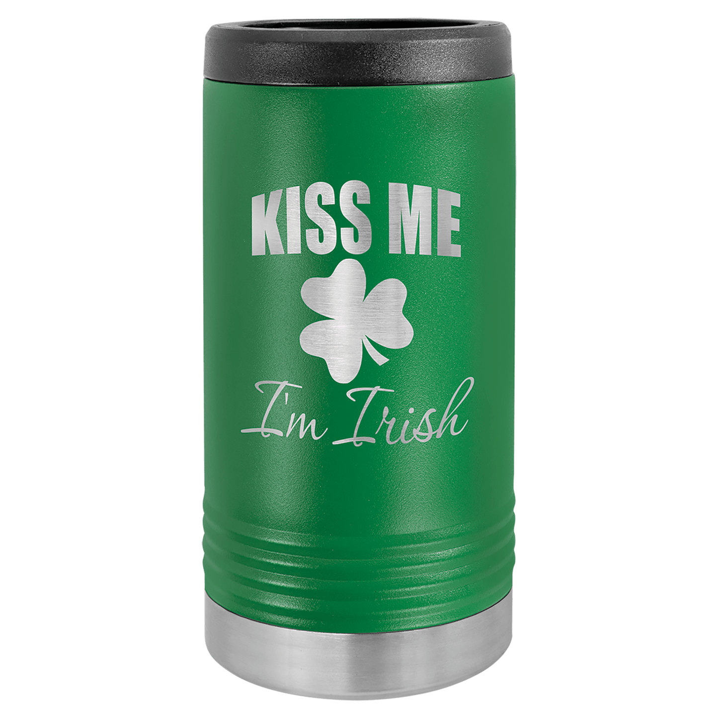Personalized stainless steel slim can insulated beverage holder with custom engraved name or design