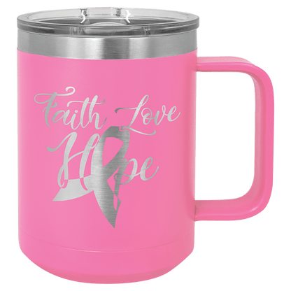 Polar Camel 15 oz. Pink Vacuum Insulated Mug with Slider Lid