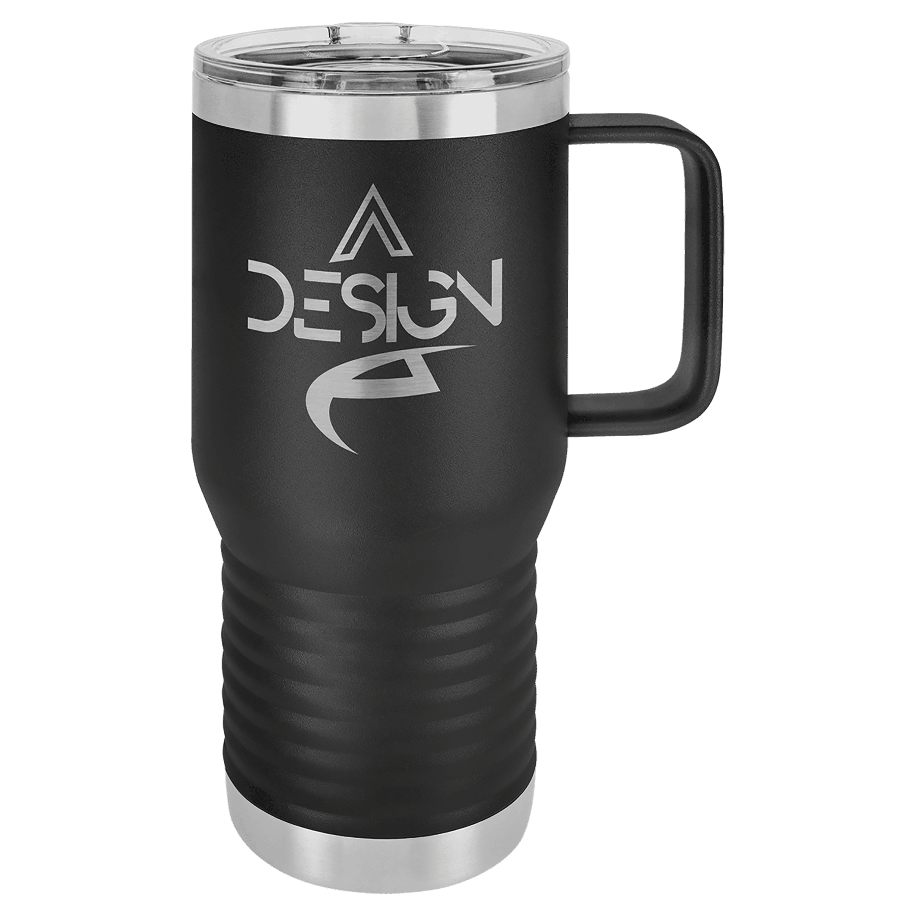 Personalized 20 oz. insulated stainless steel travel mug with slider lid and custom engraved name or message