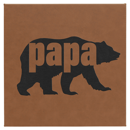 Dark Brown 10" x 10" laser engravable leatherette wall decor personalized