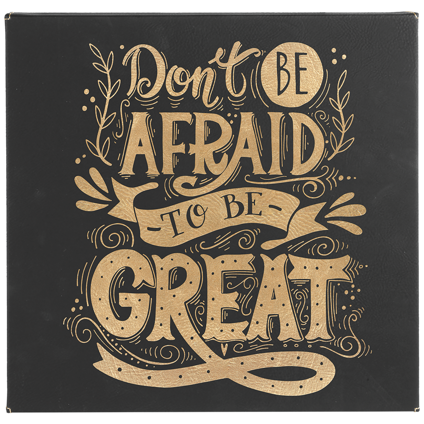 Black/Gold 10" x 10" laser engravable leatherette wall decor personalized