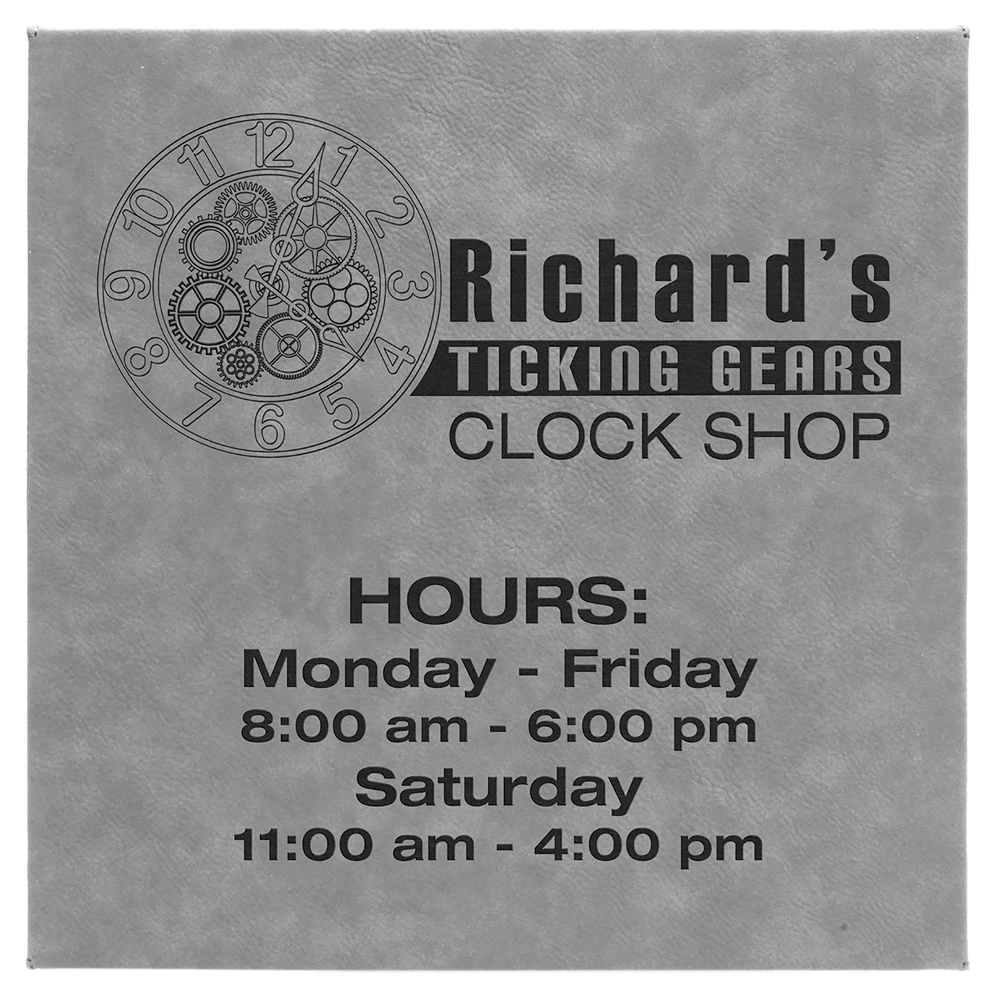 Gray 10" x 10" laser engravable leatherette wall decor personalized