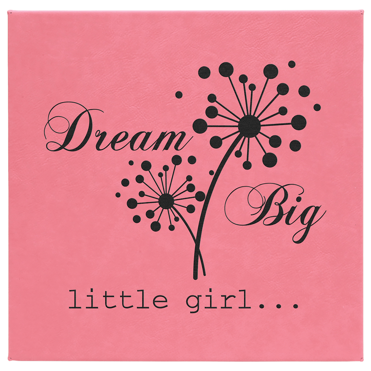 Pink 10" x 10" laser engravable leatherette wall decor personalized
