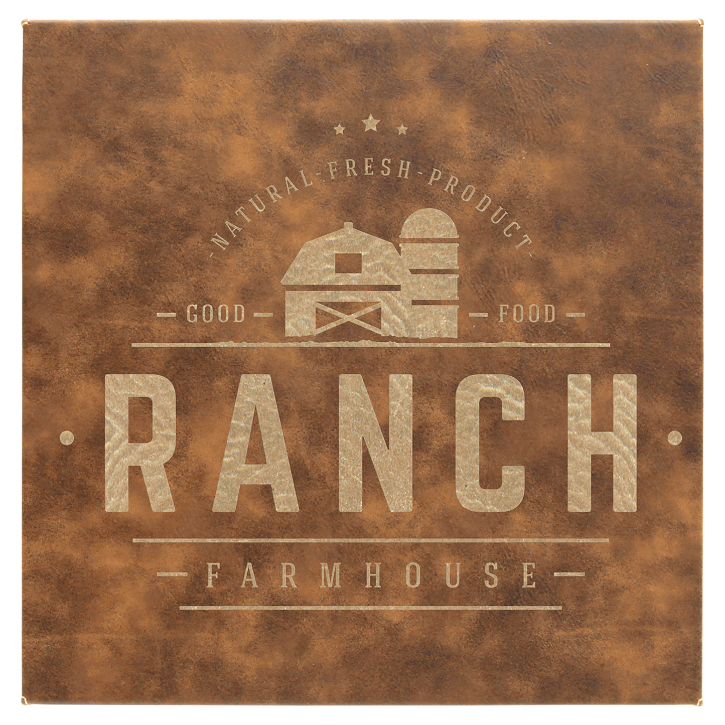 Rustic/Gold 10" x 10" laser engravable leatherette wall decor personalized