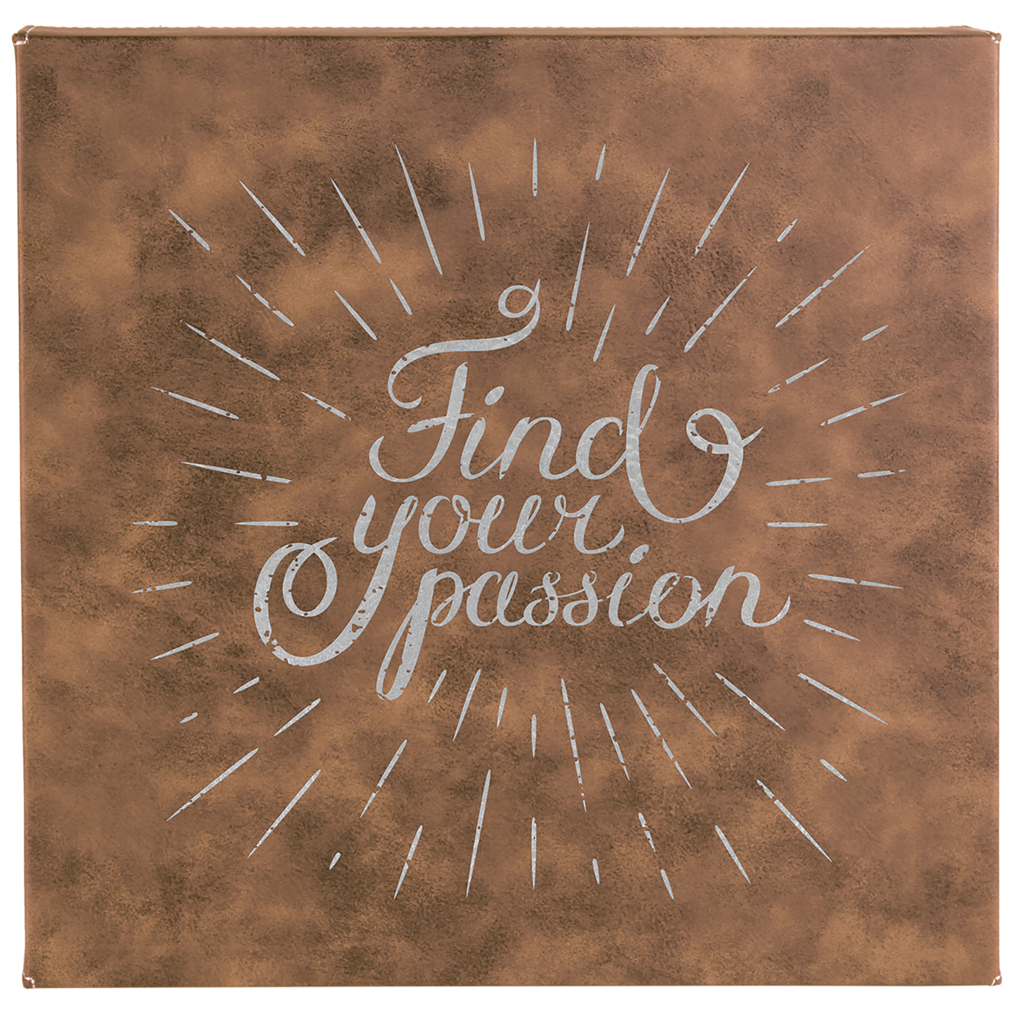 Rustic/Silver 10" x 10" laser engravable leatherette wall decor personalized
