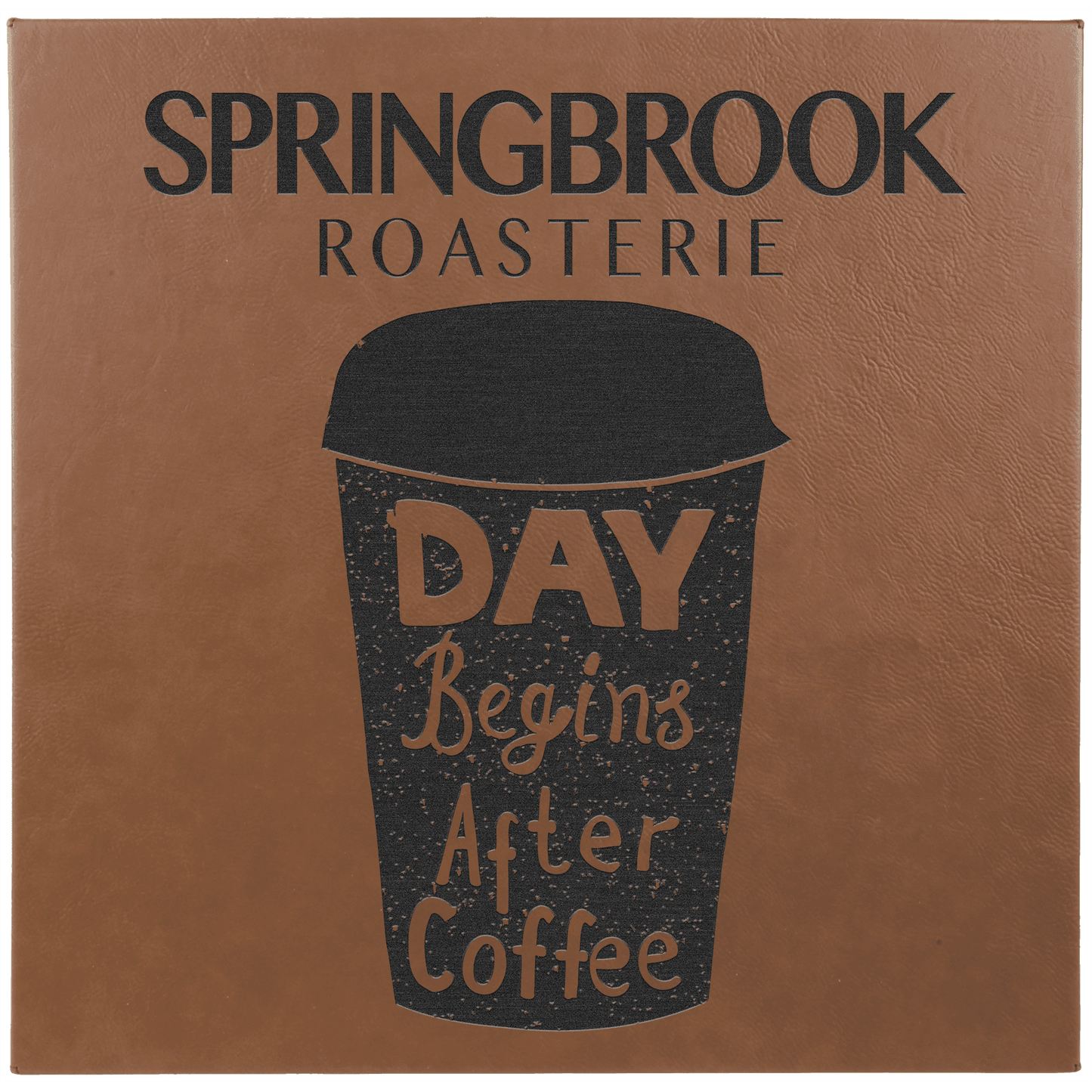 Dark Brown 14" x 14" laser engravable leatherette wall decor personalized