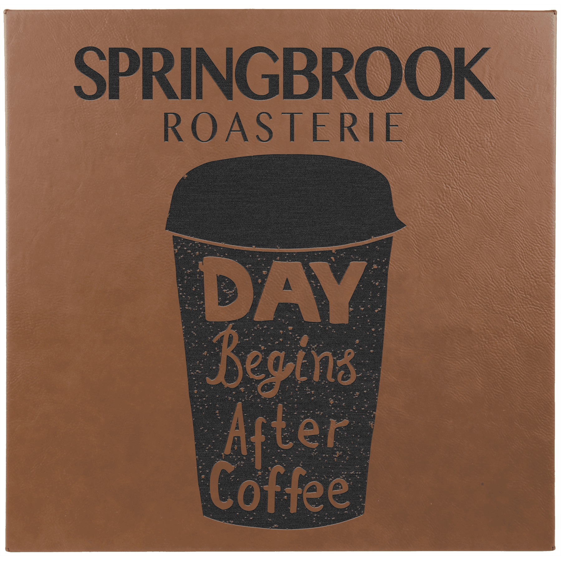 Dark Brown 14" x 14" laser engravable leatherette wall decor personalized