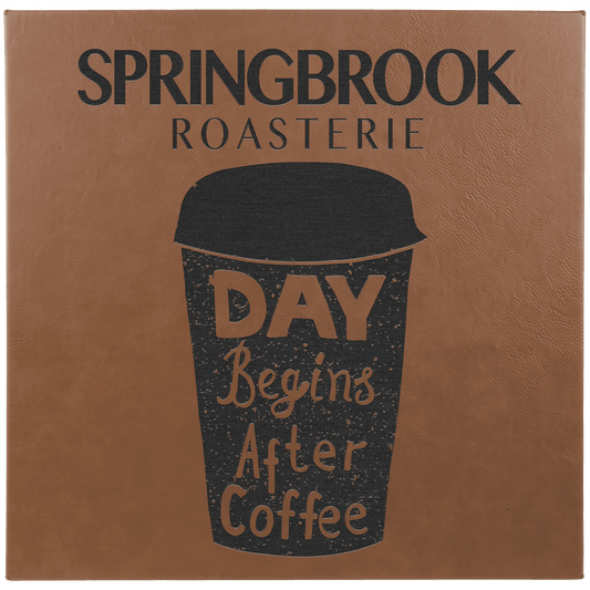 Dark Brown 14" x 14" laser engravable leatherette wall decor personalized