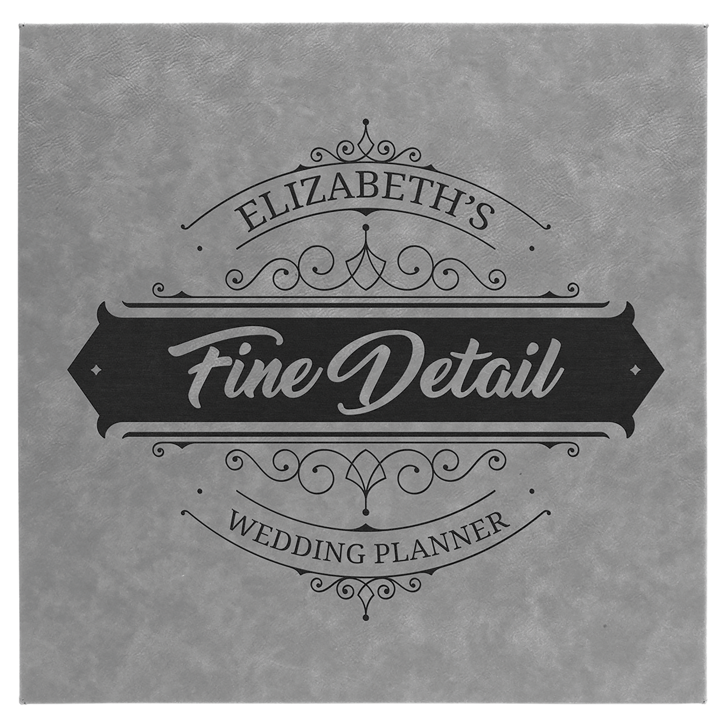 Gray 14" x 14" laser engravable leatherette wall decor personalized