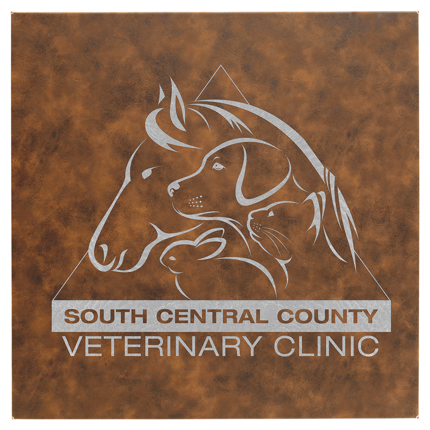 Rustic/Silver 14" x 14" laser engravable leatherette wall decor personalized
