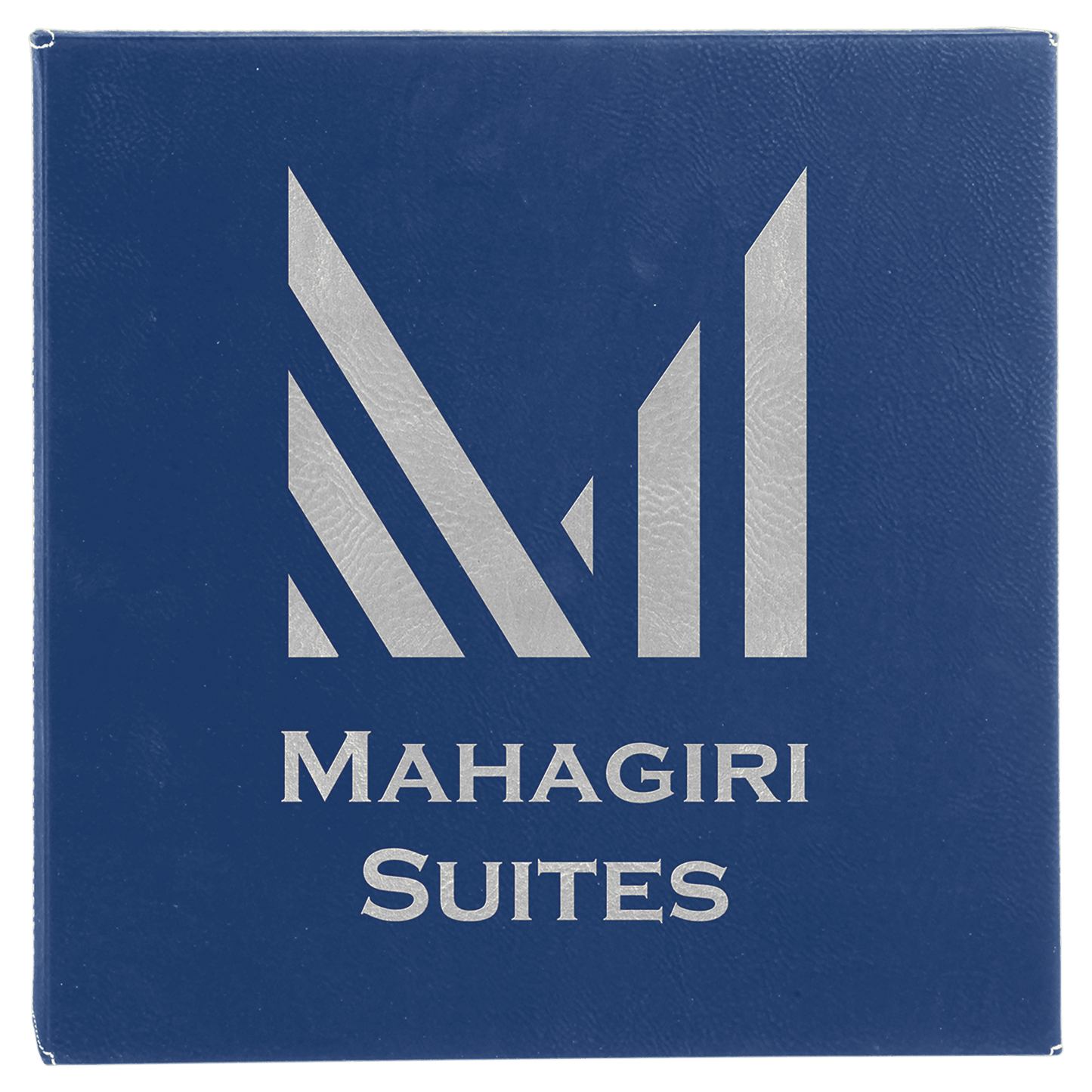 Blue/Silver 14" x 14" laser engravable leatherette wall decor personalized
