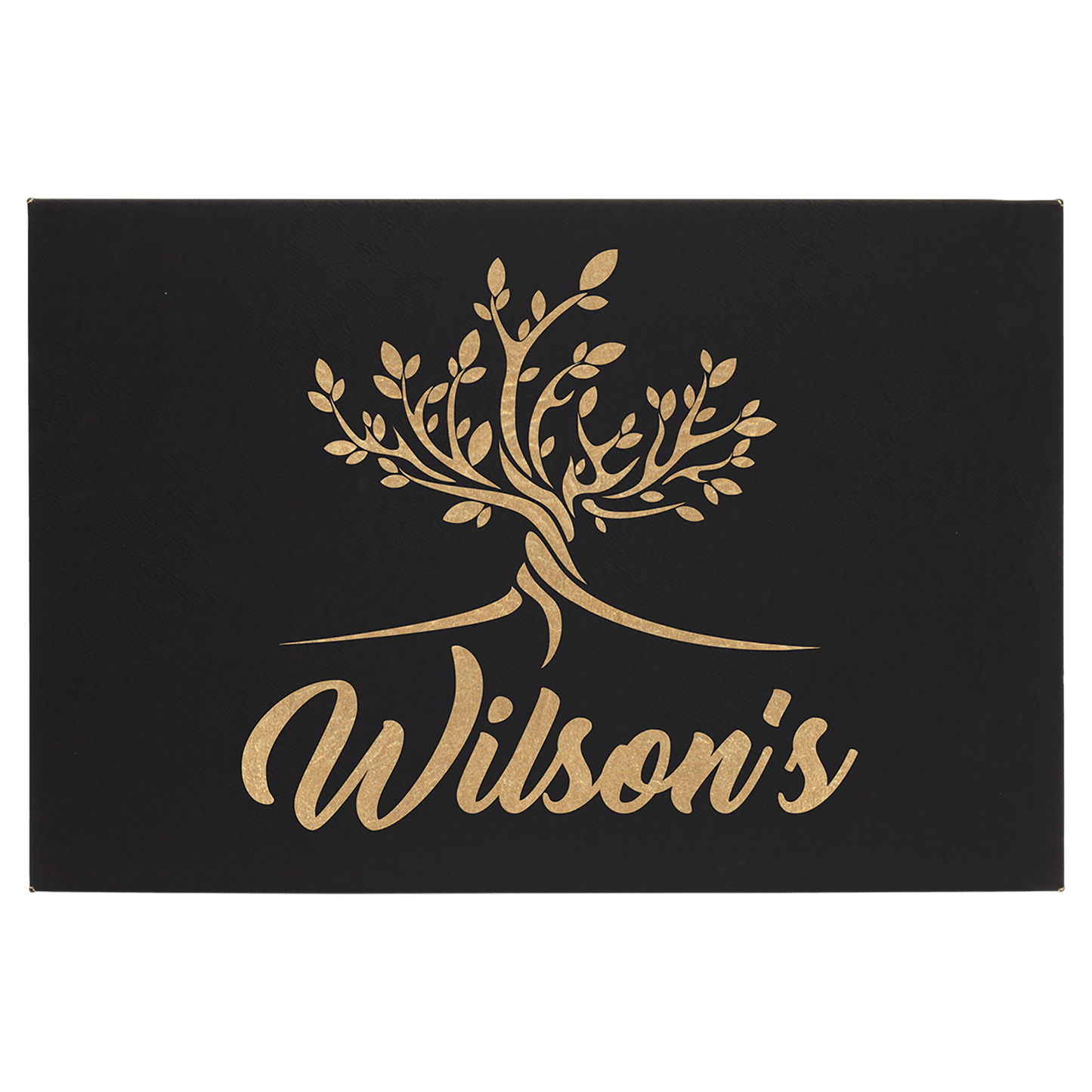 Black/Gold 12" x 18" laser engravable leatherette wall decor personalized