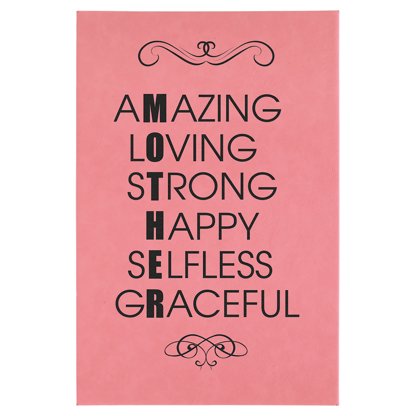 Pink 12" x 18" laser engravable leatherette wall decor personalized