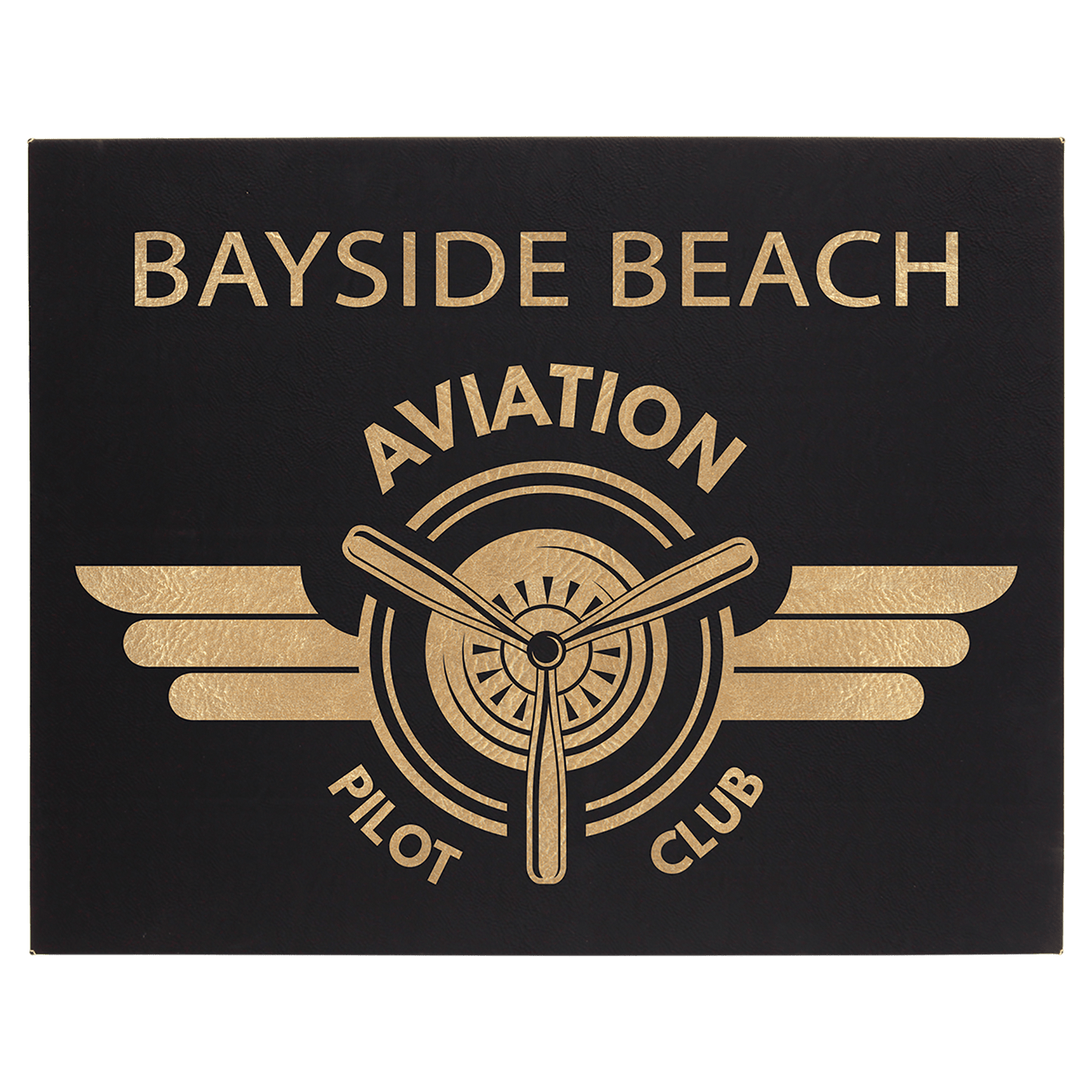 Black/Gold 16" x 20" laser engravable leatherette wall decor personalized