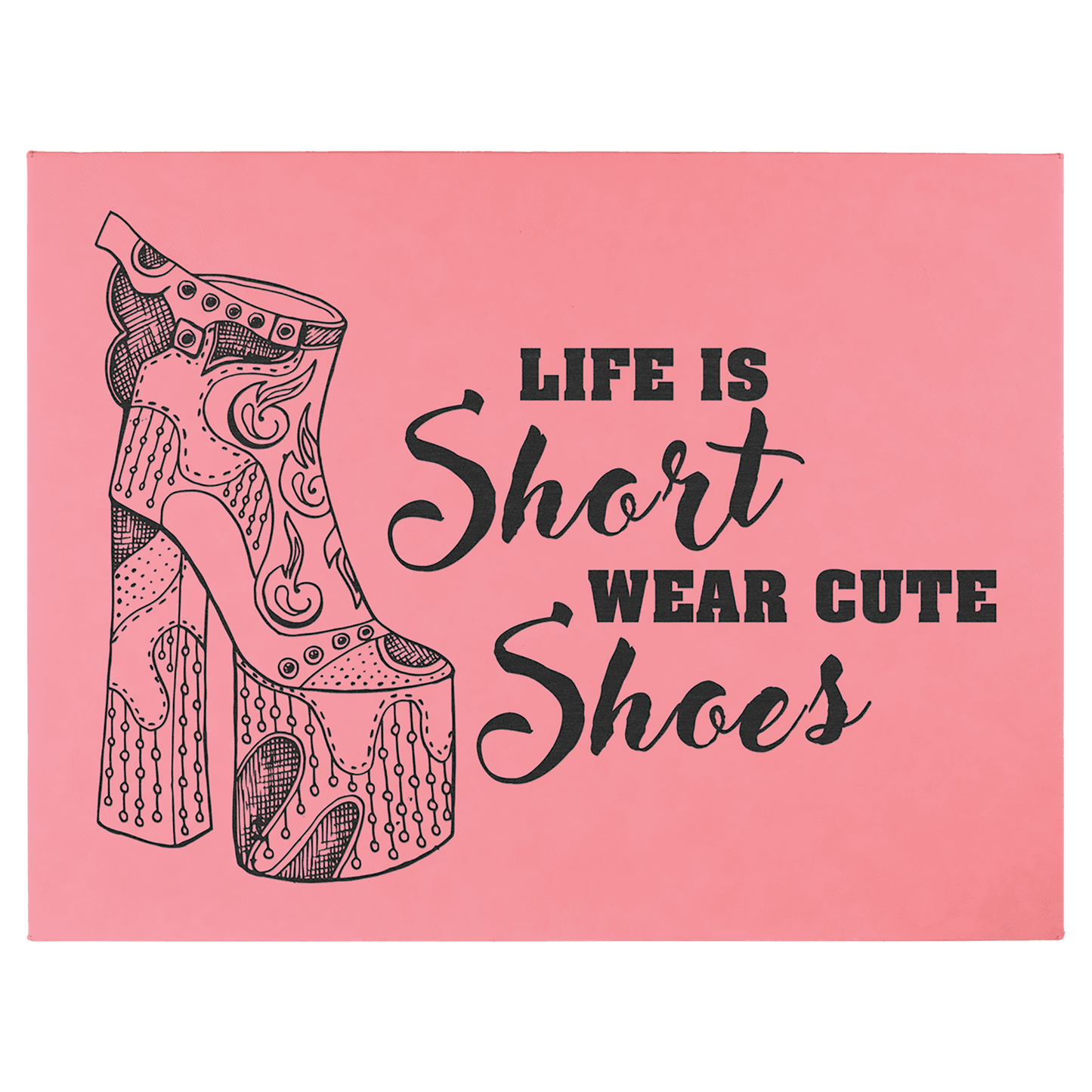 Pink 16" x 20" laser engravable leatherette wall decor personalized