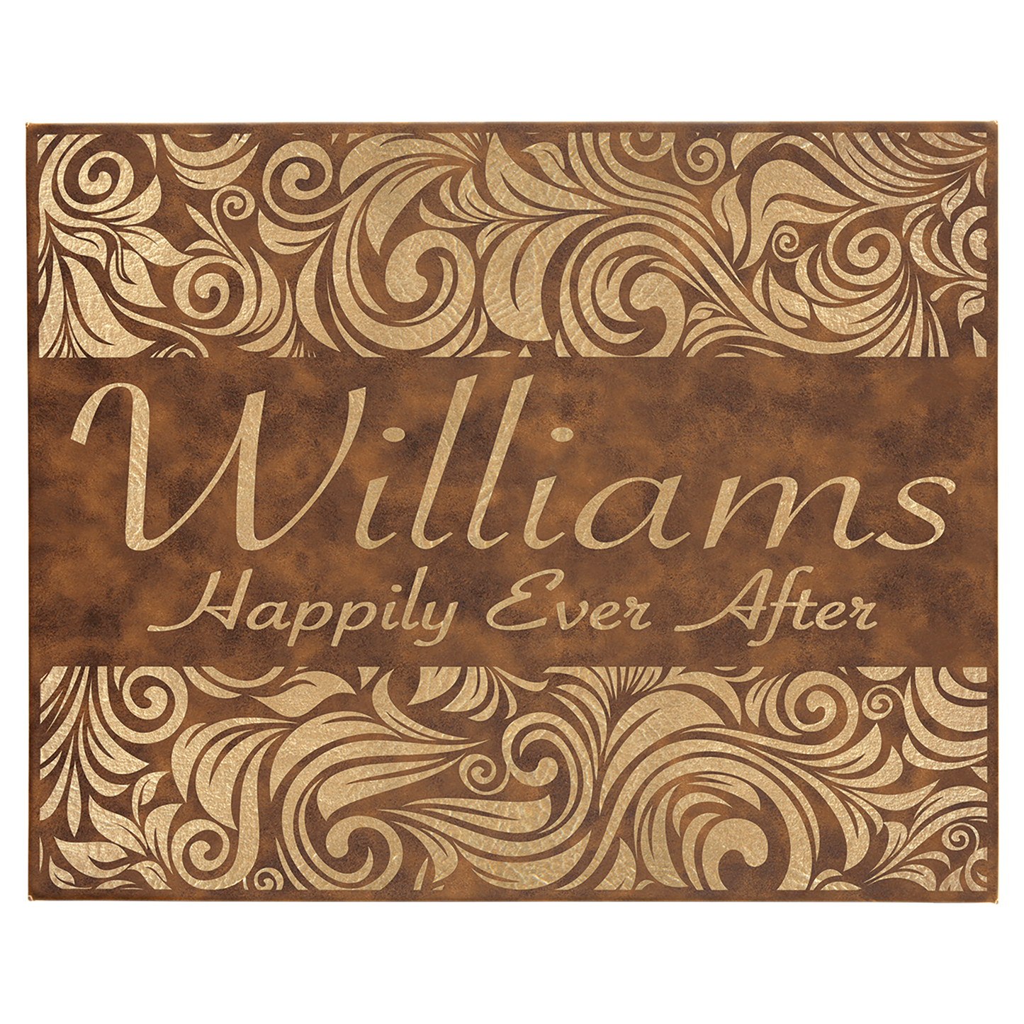 Rustic/Gold 16" x 20" laser engravable leatherette wall decor personalized