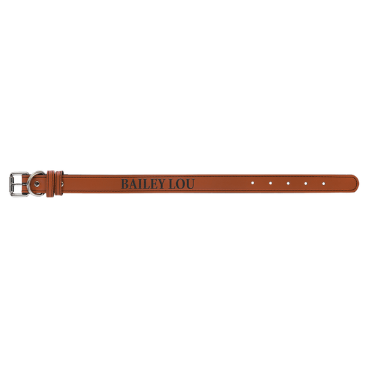 Rawhide small laser engraved leatherette dog collar personalized pet ID
