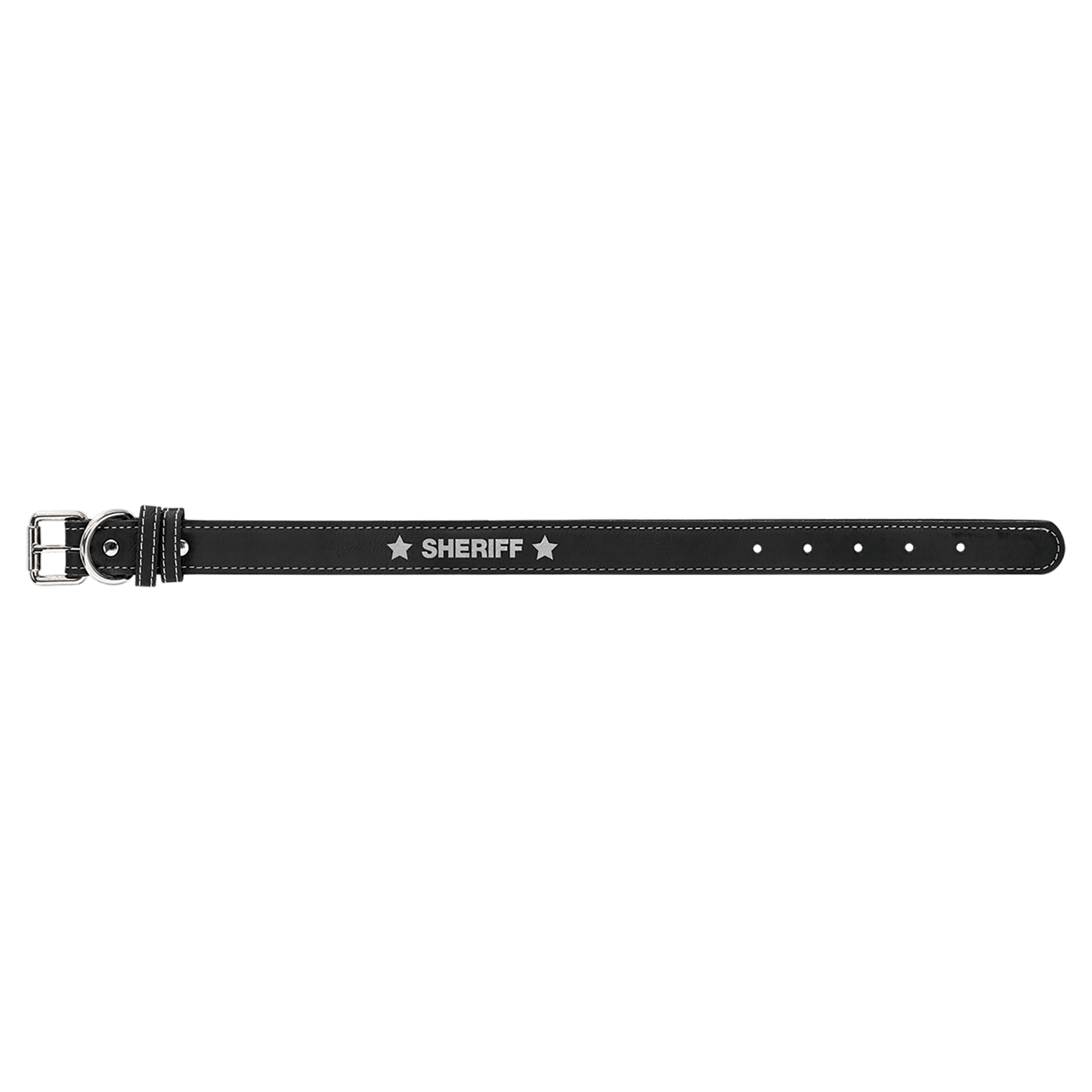 Black/Silver small laser engraved leatherette dog collar personalized pet ID