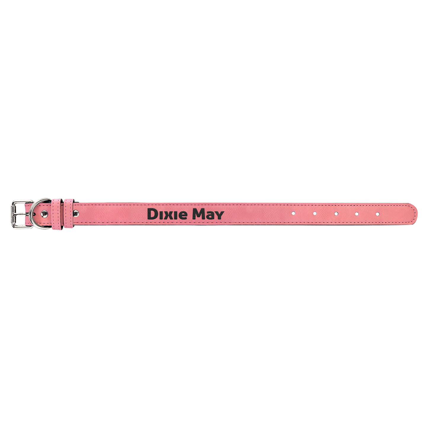 Pink small laser engraved leatherette dog collar personalized pet ID