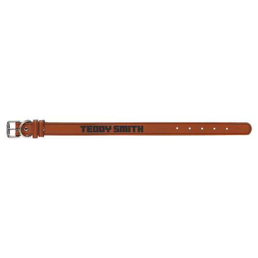 Rawhide medium laser engraved leatherette dog collar personalized pet ID